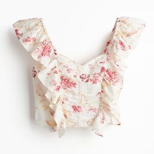 BNWT Pink and White Floral Linen Top